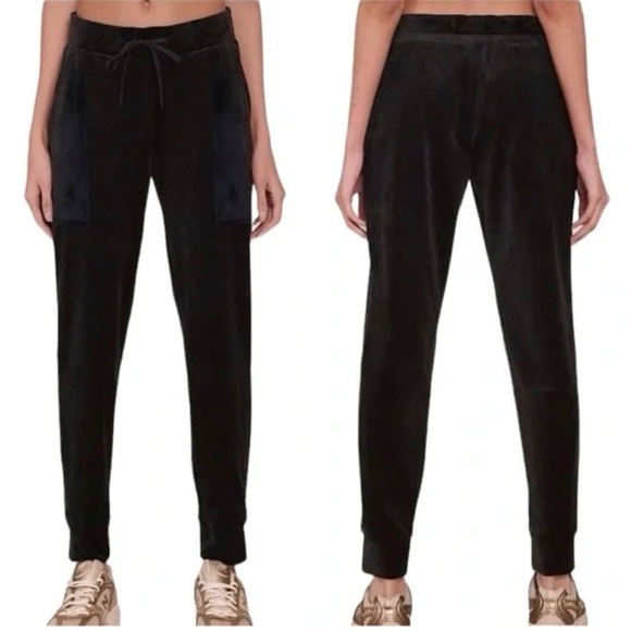 House of Harlow 1960 Pants - House of Harlow 1960 Black Velvet Velour Jogger Sweat Pants - XL
